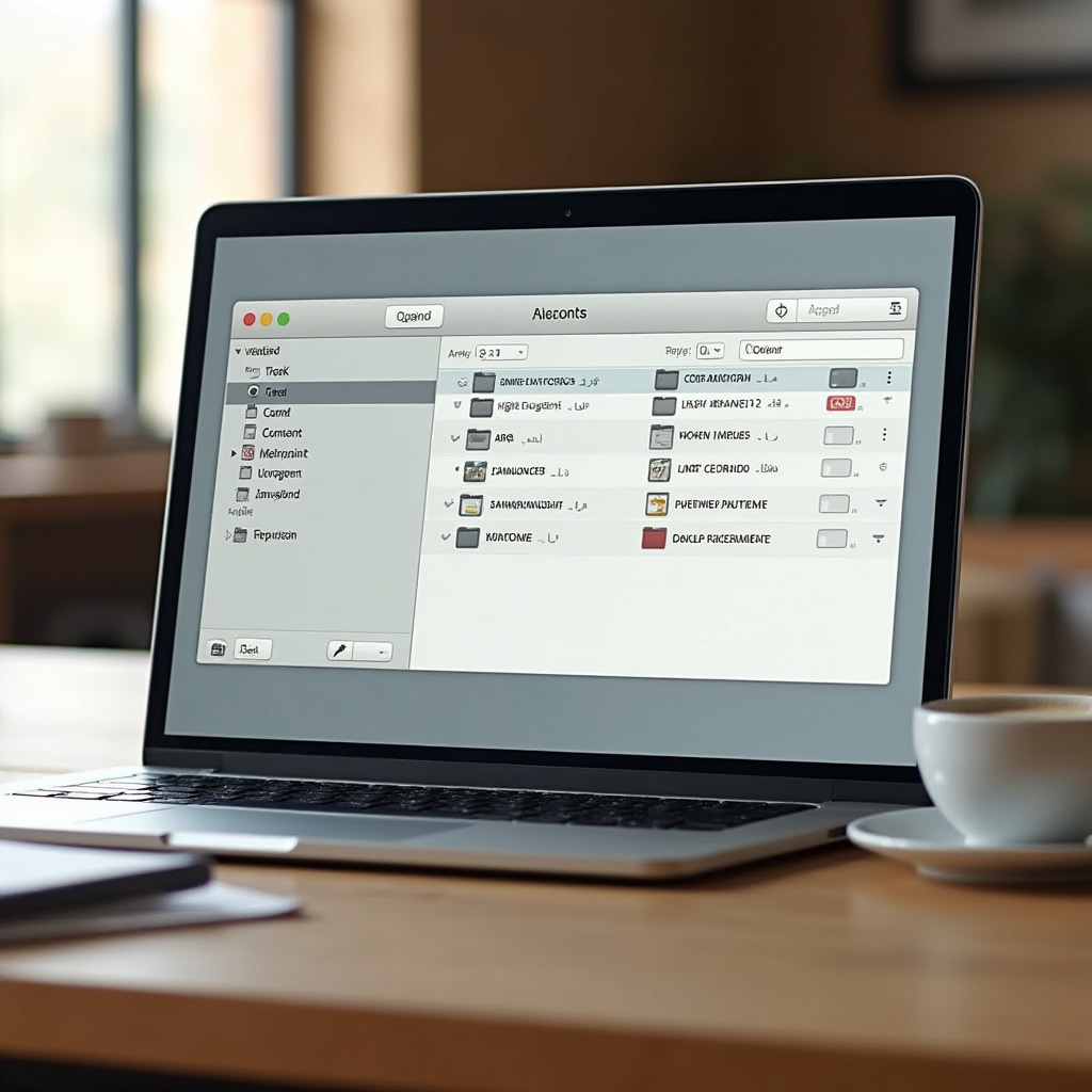 Sistema de archivos digitales bien organizado en pantalla de ordenador