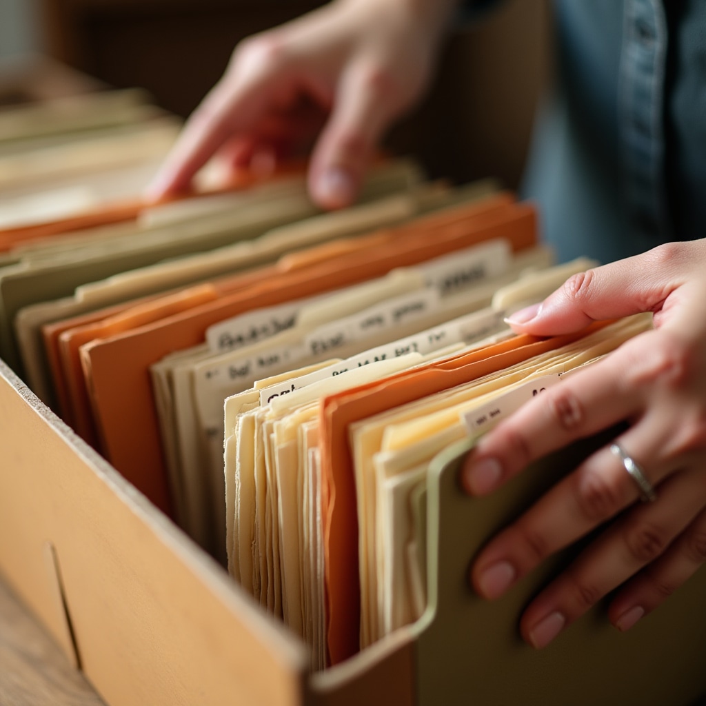 Proceso de organización de documentos físicos en carpetas y archivadores